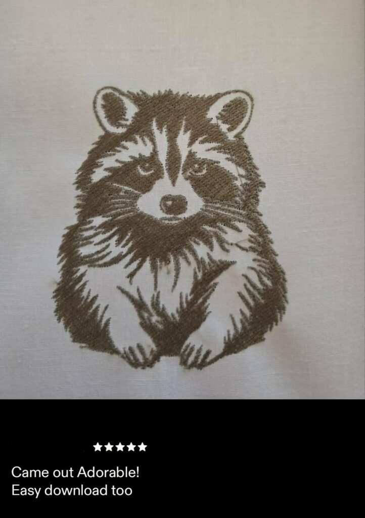 Racoon machine embroidery design