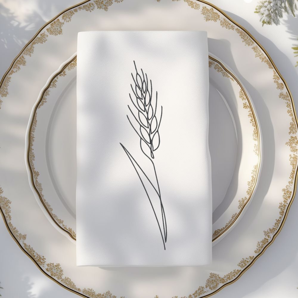 Linear Wheat Branch Machine Embroidery Design, Flower Outline Embroidery File - Image 3