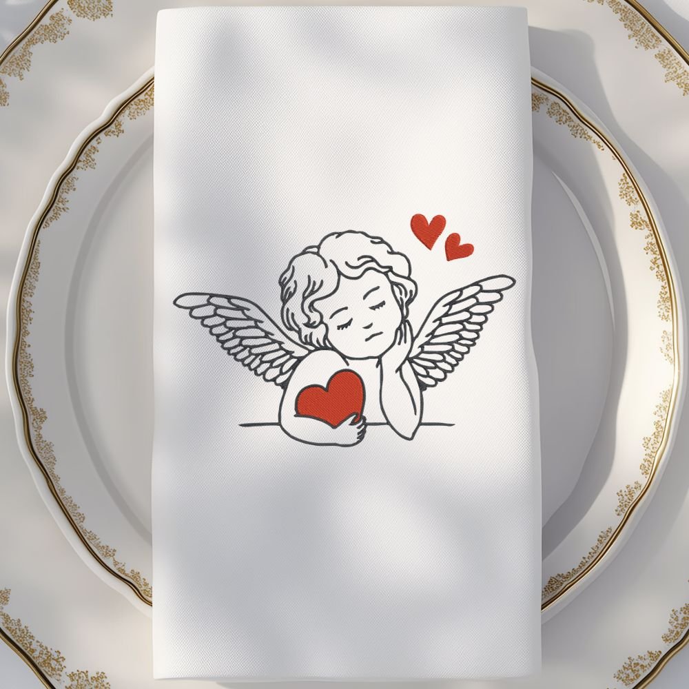Baby Angel With Hearts Machine Embroidery Design, Kids Embroidery File - Image 3