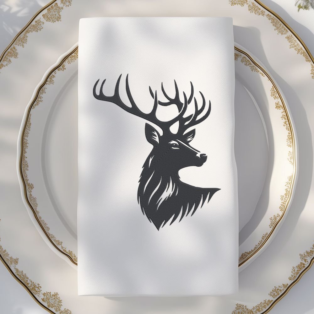 Deer Head Silhouette Machine Embroidery Design, Animal Embroidery File - Image 3