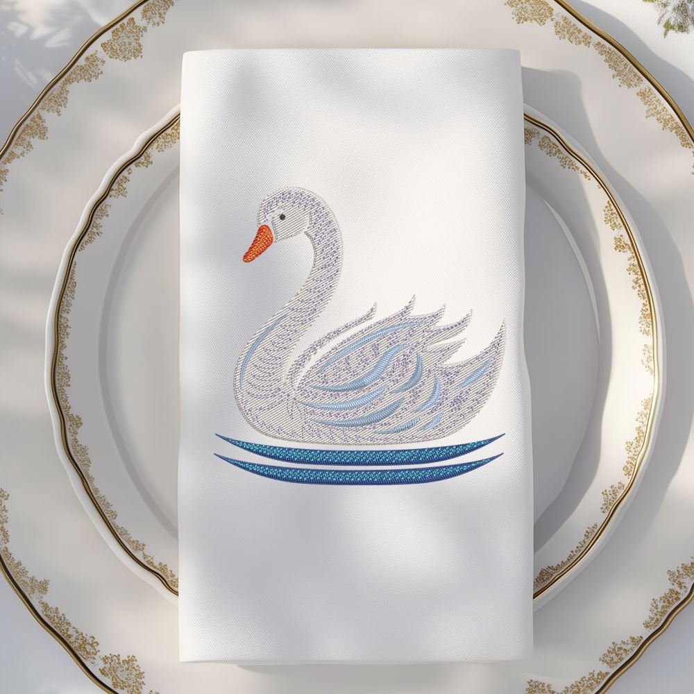Elegant Swan Machine Embroidery Design, Bird Embroidery File - Image 2