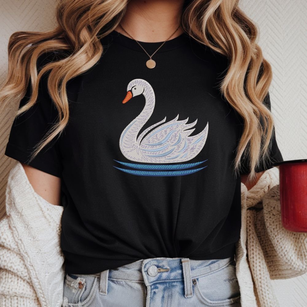 Elegant Swan Machine Embroidery Design, Bird Embroidery File - Image 3