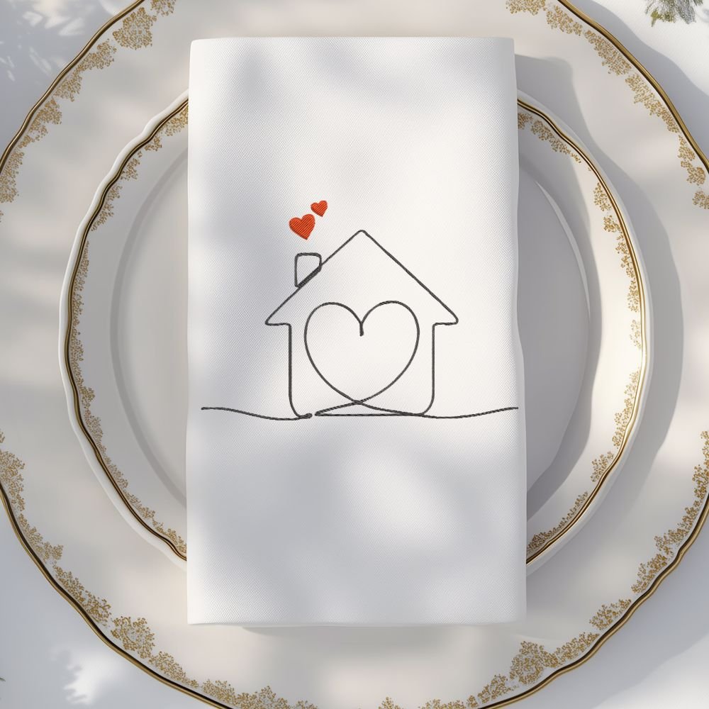 Linear House With Hearts Machine Embroidery Design, Home And Family Embroidery File - Image 2