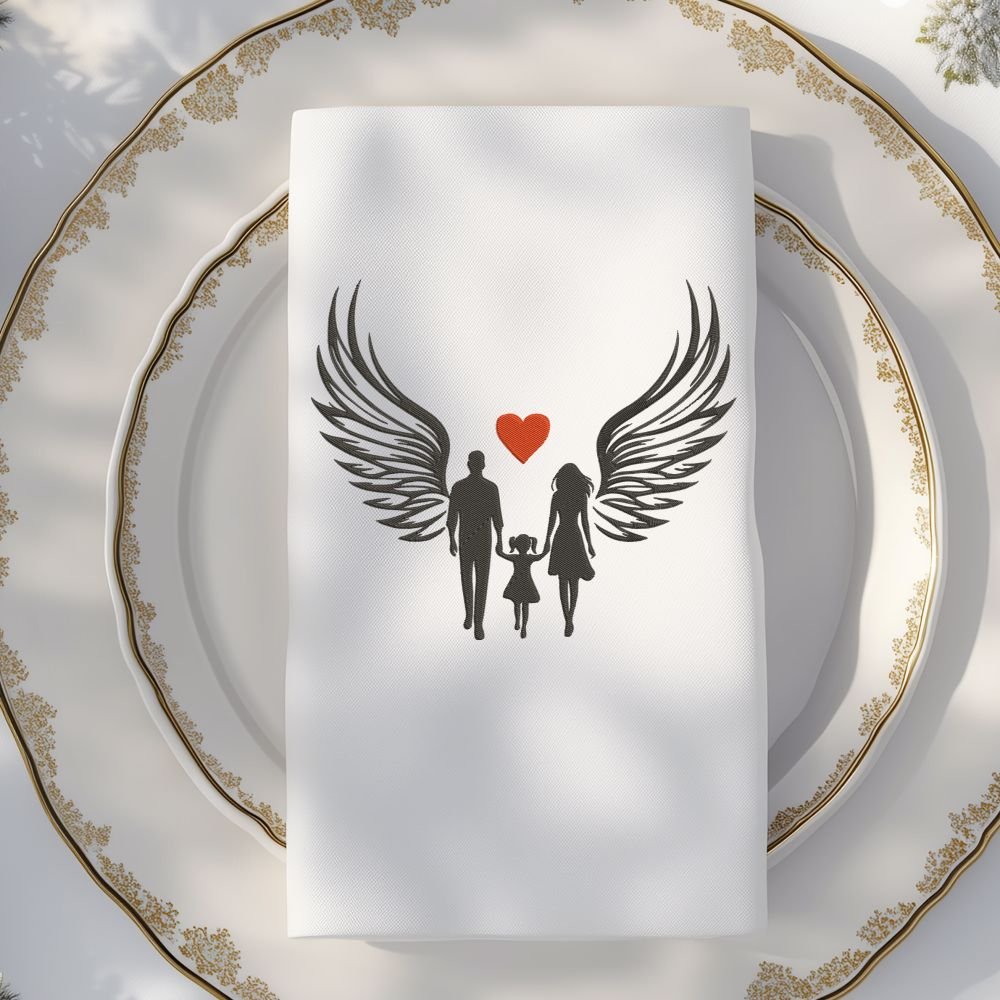 Family Holding Hands Angel Wings Machine Embroidery Design, Home And Family Embroidery File - Image 3