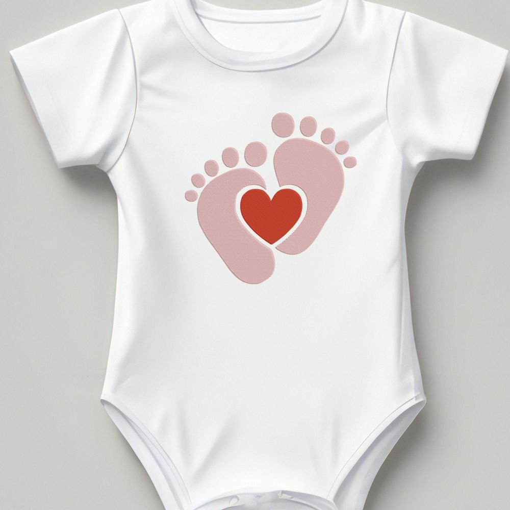 Baby Feet With Heart Machine Embroidery Design, Kids Embroidery File - Image 3