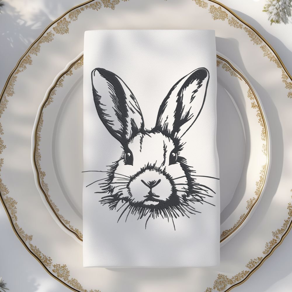 Vintage Bunny Machine Embroidery Design, Rabbit Animal Embroidery File - Image 3