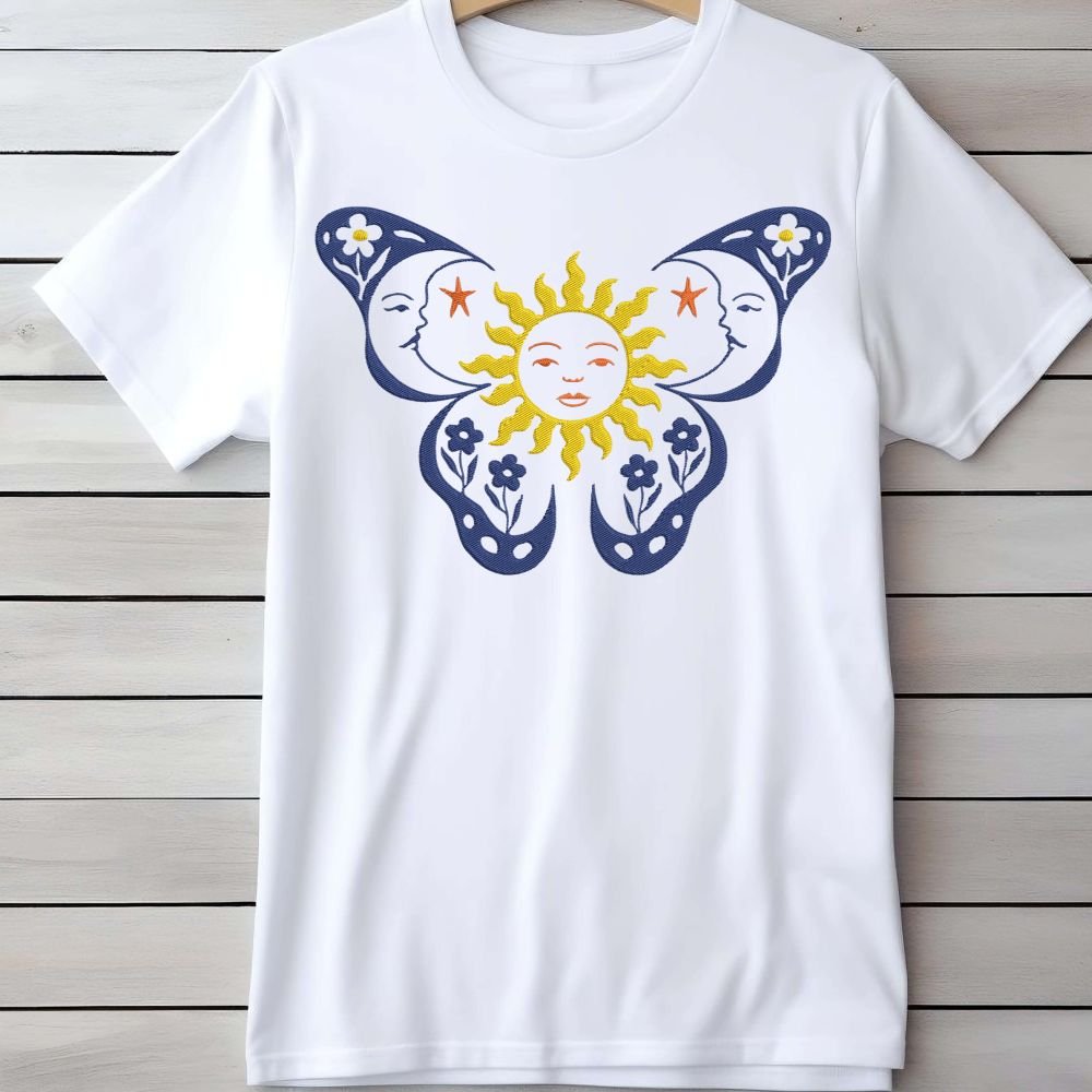 Sun And Moons Butterfly Machine Embroidery Design, Boho Butterflies Embroidery File - Image 3