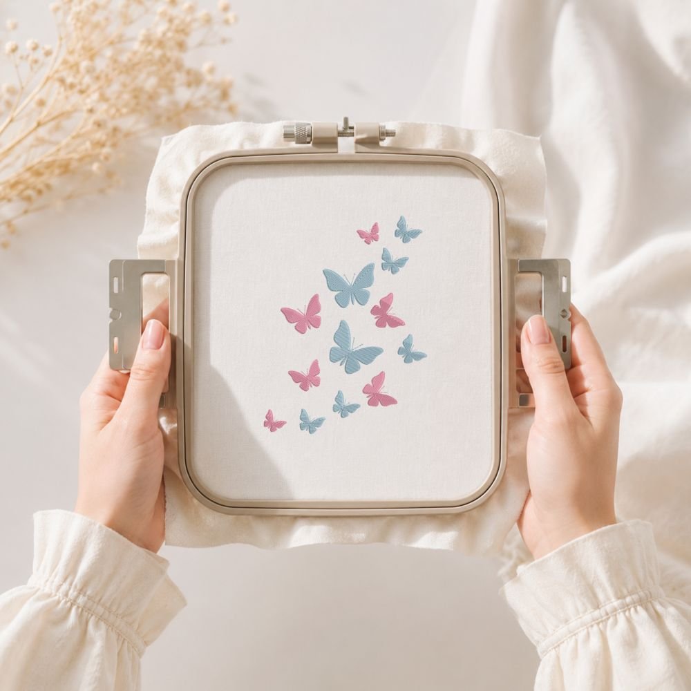 Butterfly Crowd Machine Embroidery Design, Butterflies Embroidery File - Image 3