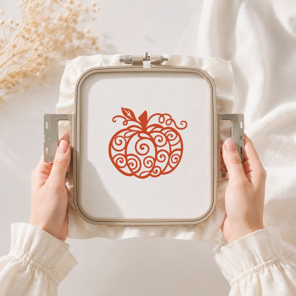 Ornamental Pumpkin Machine Embroidery Design, Autumn Fall Season Embroidery File - Image 3