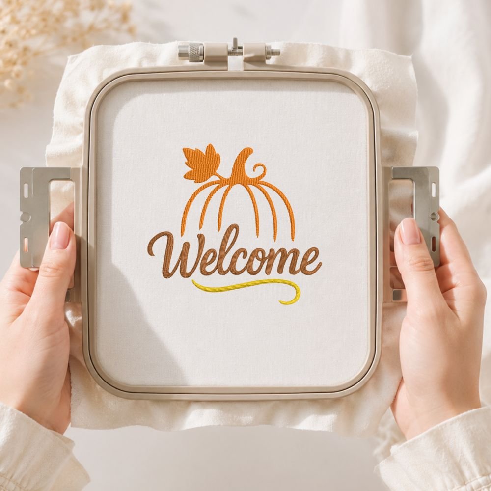 Welcome Title With Pumpkin Machine Embroidery Design, Scary Halloween Embroidery File - Image 3