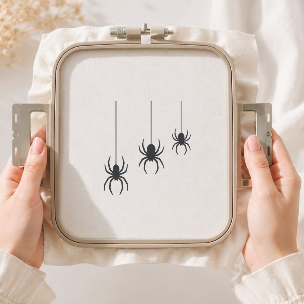 Three Spiders Machine Embroidery Design, Scary Halloween Embroidery File - Image 3