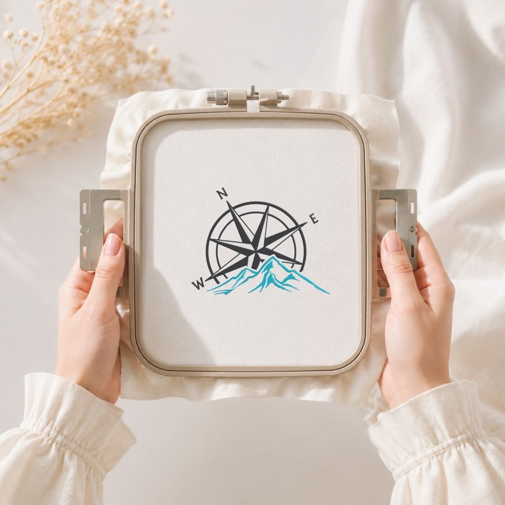 Compass Machine Embroidery Design, Adventure Embroidery File - Image 3