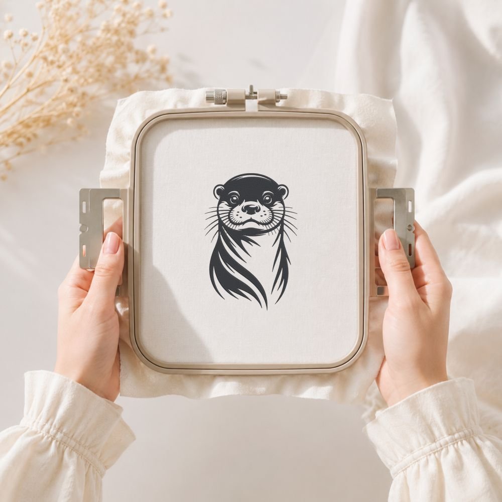 Otter Machine Embroidery Design, Wild Animal Embroidery File - Image 3