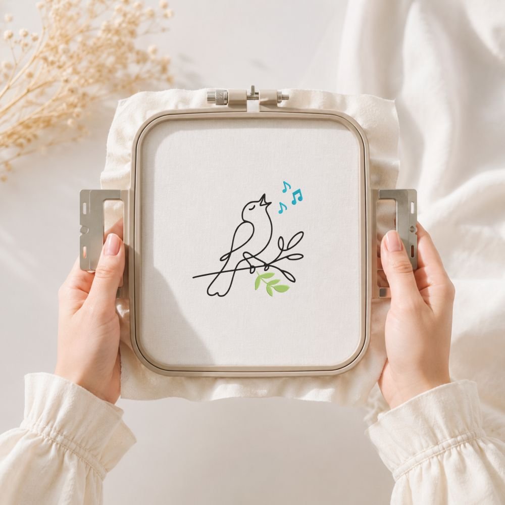 Singing Bird Machine Embroidery Design, Birds Outline Embroidery File - Image 3