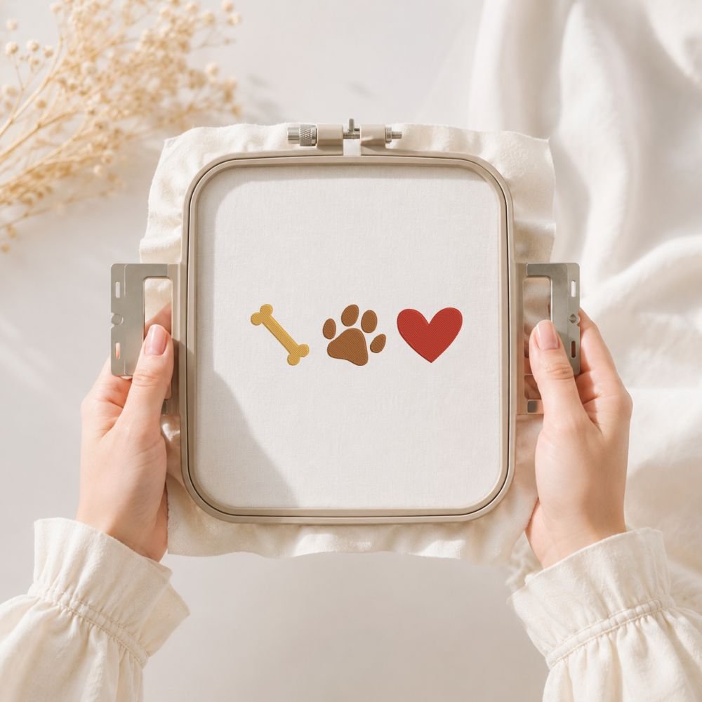 Dog Bone Paw And Heart Machine Embroidery Design, Embroidery File - Image 3