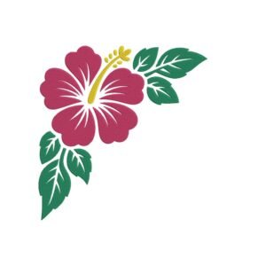 Hibiscus Flower Corner Machine Embroidery Design, Free Embroidery File