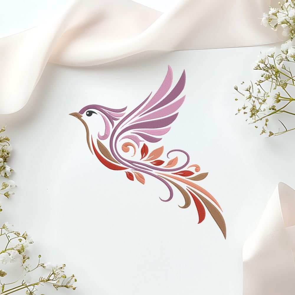 Flying Colorful Bird Machine Embroidery Design, Free Embroidery File - Image 2