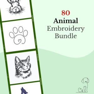 80 Animal Machine Embroidery Designs Bundle